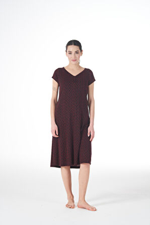 Kadın Yazlık Desenli Kısa Kollu Lycra Viskon Günlük Elbise