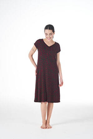 Kadın Yazlık Desenli Kısa Kollu Lycra Viskon Günlük Elbise