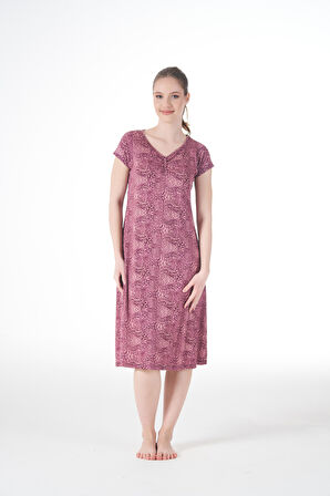 Kadın Yazlık Desenli Kısa Kollu Lycra Viskon Günlük Elbise