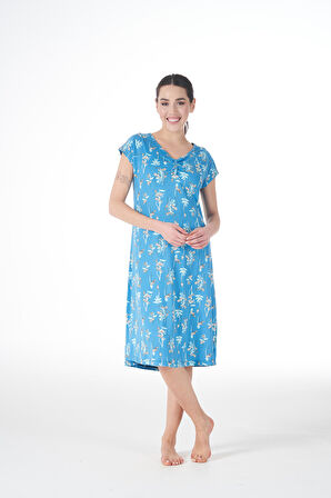 Kadın Yazlık Desenli Kısa Kollu Lycra Viskon Günlük Elbise