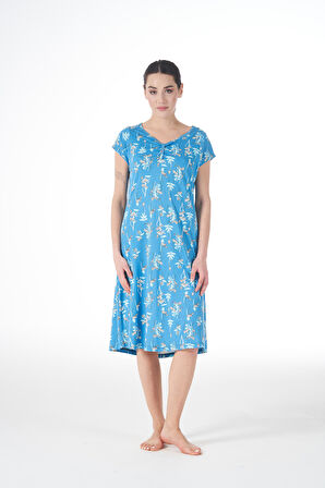 Kadın Yazlık Desenli Kısa Kollu Lycra Viskon Günlük Elbise