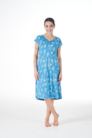 Kadın Yazlık Desenli Kısa Kollu Lycra Viskon Günlük Elbise