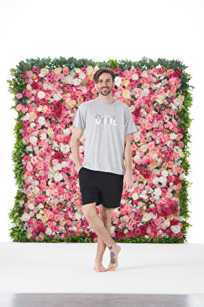 Erkek Yazlık Cool Baskılı Kısa Kollu Şortlu Penye Pijama Takımı