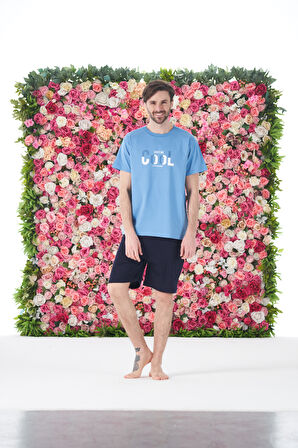 Erkek Yazlık Cool Baskılı Kısa Kollu Şortlu Penye Pijama Takımı