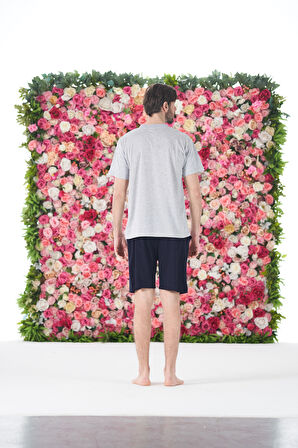 Erkek Yazlık NY Baskılı Kısa Kollu Düğmeli Şortlu Penye Pijama Takımı