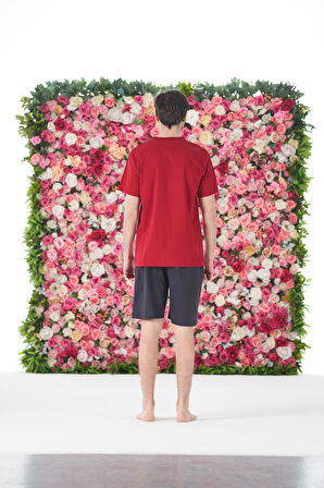 Erkek Yazlık Run Baskılı Kısa Kollu Düğmeli Şortlu Penye Pijama Takımı