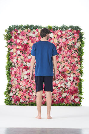 Erkek Yazlık Run Baskılı Kısa Kollu Düğmeli Şortlu Penye Pijama Takımı