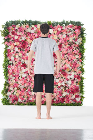 Erkek Yazlık Armalı Kısa Kollu Düğmeli Kaprili Penye Pijama Takımı