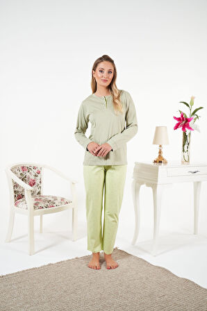 Kadın Kışlık Patlı Desenli Penye Lycra Pijama Takımı