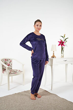 Kadın Kışlık Kadife Pijama Takımı