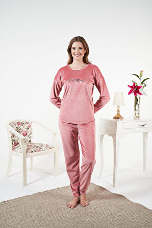 Kadın Kışlık Kadife Pijama Takımı