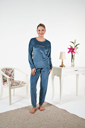 Kadın Kışlık Kadife Pijama Takımı