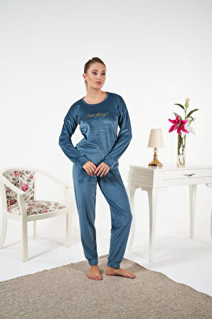 Kadın Kışlık Kadife Pijama Takımı