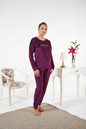 Kadın Kışlık Kadife Pijama Takımı