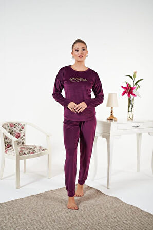 Kadın Kışlık Kadife Pijama Takımı