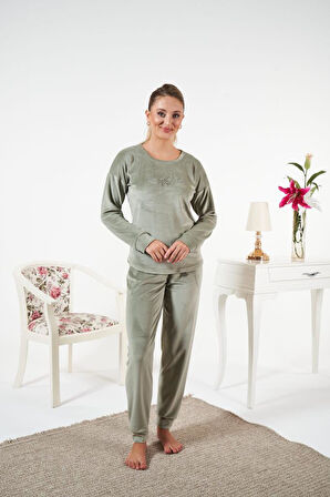 Kadın Kışlık Kadife Pijama Takımı