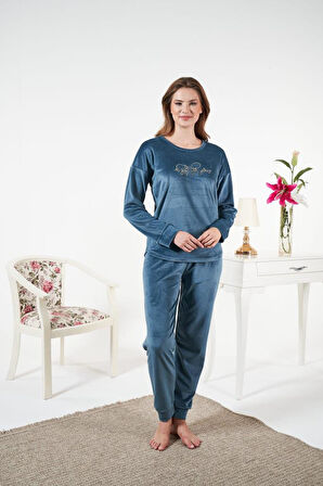 Kadın Kışlık Kadife Pijama Takımı
