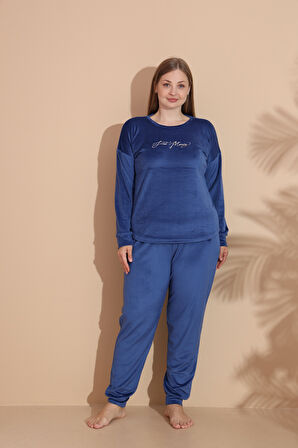 Kadın Kışlık Kadife Battal Pijama Takımı