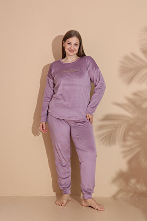 Kadın Kışlık Kadife Battal Pijama Takımı