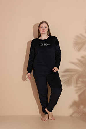 Kadın Kışlık Kadife Battal Pijama Takımı