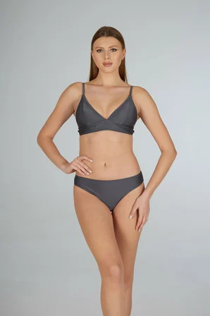 Estiva Kadın Füme Geniş Bantlı Düz Üçgen Bikini Takımı