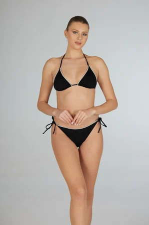 Estiva Kadın Siyah Kroşetalı Üçgen Bikini Takımı
