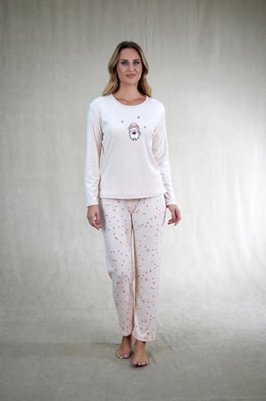 Estiva Kadın Penguen Desenli Pudra Pembe Kadife Pijama Takımı