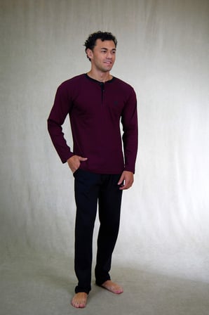 Estiva Erkek Bordo Siyah Patlı İnterlok Pijama Takımı