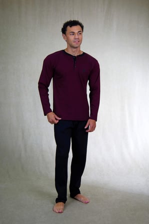 Estiva Erkek Bordo Siyah Patlı İnterlok Pijama Takımı