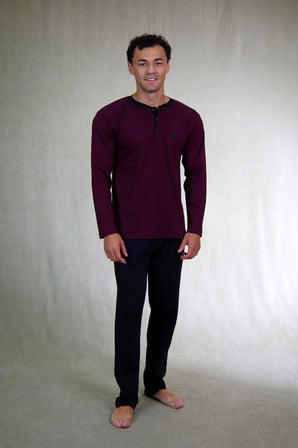 Estiva Erkek Bordo Siyah Patlı İnterlok Pijama Takımı