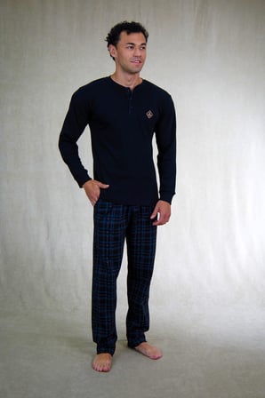 Estiva Erkek Kareli Siyah Patlı İnterlok Pijama Takımı