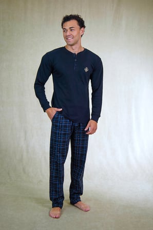 Estiva Erkek Kareli Siyah Patlı İnterlok Pijama Takımı