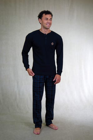 Estiva Erkek Kareli Siyah Patlı İnterlok Pijama Takımı