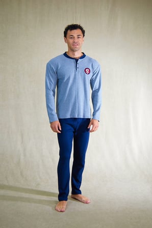 Estiva Erkek Nakışlı Patlı İnterlok Şardonlu Pijama Takımı
