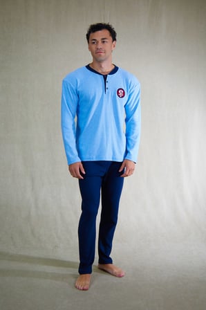 Estiva Erkek Nakışlı Patlı İnterlok Şardonlu Pijama Takımı