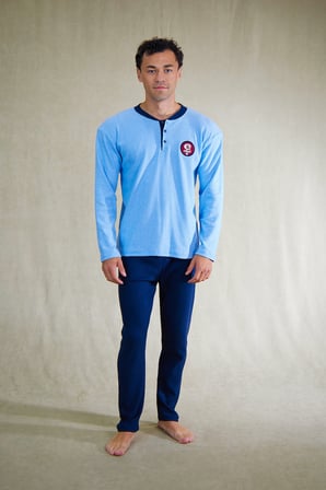 Estiva Erkek Nakışlı Patlı İnterlok Şardonlu Pijama Takımı