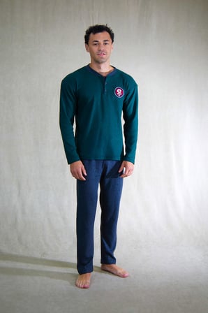 Estiva Erkek Nakışlı Patlı İnterlok Şardonlu Pijama Takımı