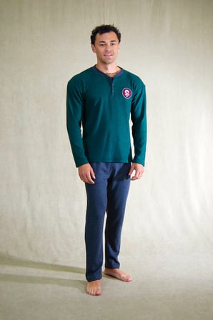 Estiva Erkek Nakışlı Patlı İnterlok Şardonlu Pijama Takımı