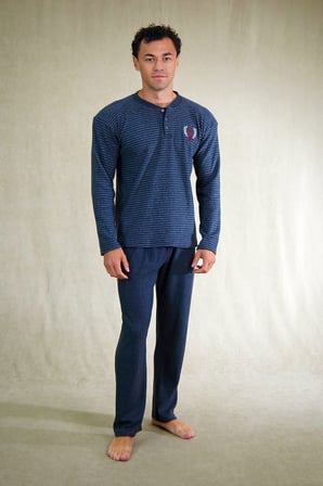 Estiva Erkek Çizgili Patlı İnterlok Şardonlu Pijama Takımı