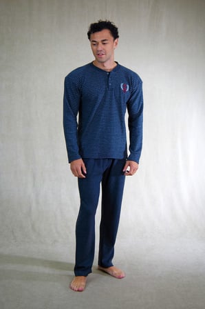 Estiva Erkek Çizgili Patlı İnterlok Şardonlu Pijama Takımı
