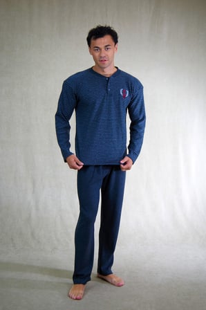 Estiva Erkek Çizgili Patlı İnterlok Şardonlu Pijama Takımı