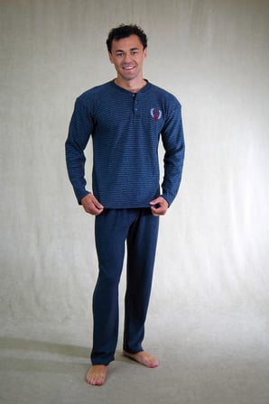 Estiva Erkek Çizgili Patlı İnterlok Şardonlu Pijama Takımı