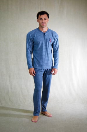 Estiva Erkek Çizgili Patlı İnterlok Şardonlu Pijama Takımı