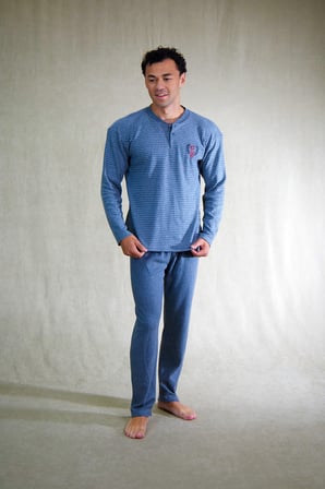 Estiva Erkek Çizgili Patlı İnterlok Şardonlu Pijama Takımı