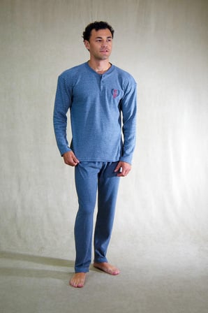 Estiva Erkek Çizgili Patlı İnterlok Şardonlu Pijama Takımı