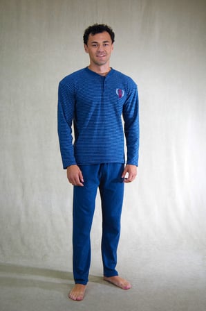 Estiva Erkek Çizgili Patlı İnterlok Şardonlu Pijama Takımı
