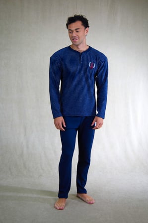 Estiva Erkek Çizgili Patlı İnterlok Şardonlu Pijama Takımı
