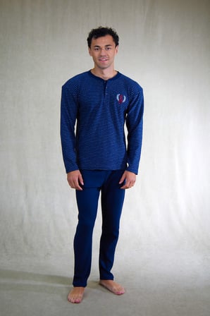 Estiva Erkek Çizgili Patlı İnterlok Şardonlu Pijama Takımı