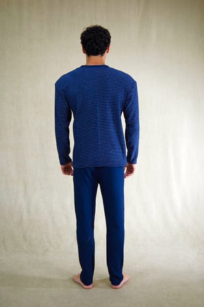 Estiva Erkek Çizgili Patlı İnterlok Şardonlu Pijama Takımı