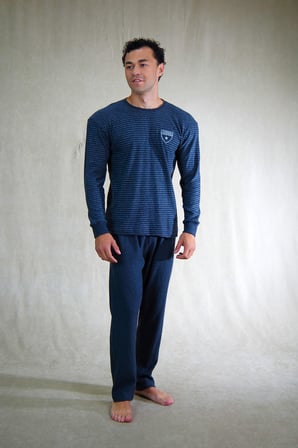 Estiva Erkek Çizgili İnterlok Şardonlu Pijama Takımı